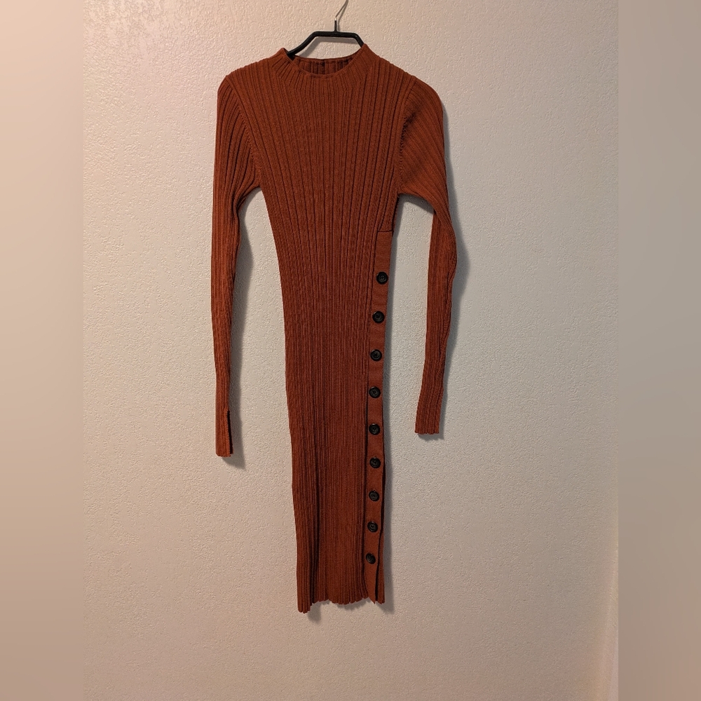 Adam Lippes Rust Long Sleeve Dress